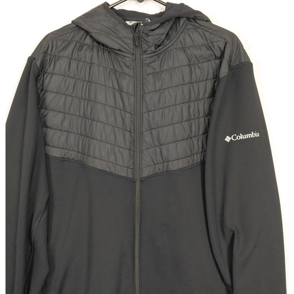 COLUMBIA Mens Sz ( L?) HYBRID Jacket Oak Park Full Zip Black Coat Active Outdoor